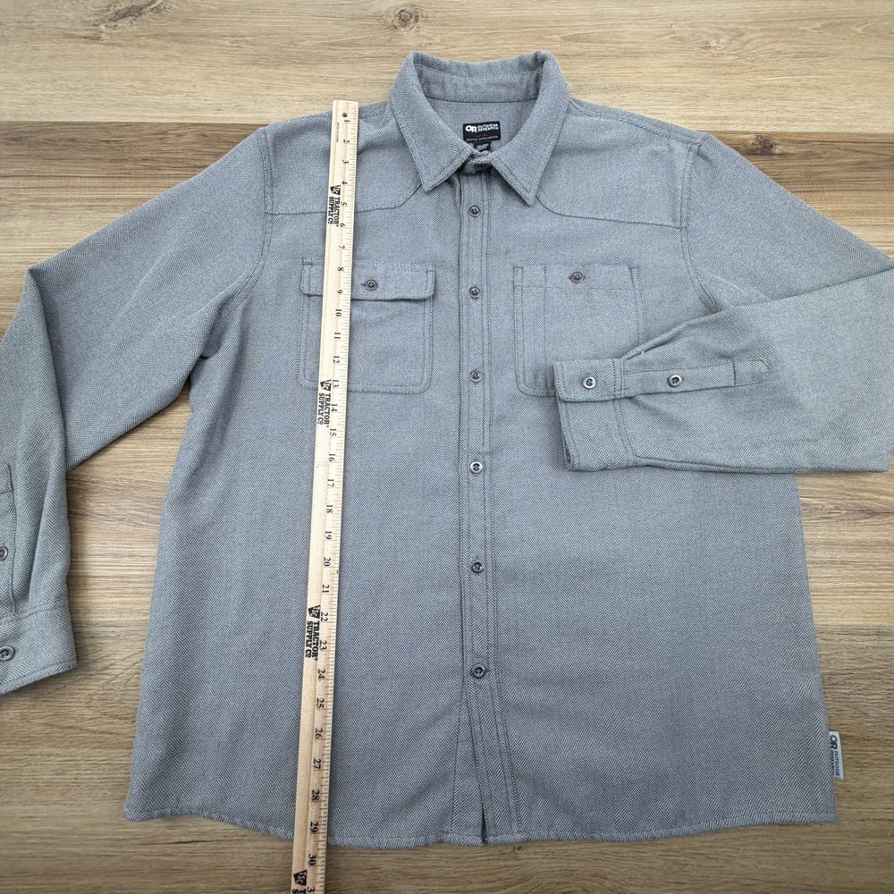 Outdoor Research Shirt Men XL Gray Long Sleeve Button Feedback Flannel Hiking - Picture 7 of 8